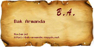 Bak Armanda névjegykártya